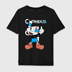 Мужская футболка оверсайз Синяя чашка Cuphead