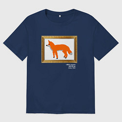 Футболка оверсайз мужская Супер-реалистичная лиса 4К, цвет: тёмно-синий