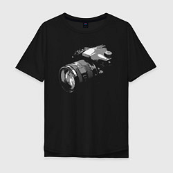 Футболка оверсайз мужская Фотокамера, цвет: черный