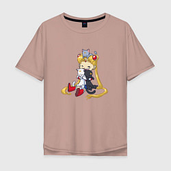 Мужская футболка оверсайз Crazy Moon Cat