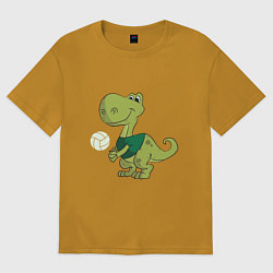 Футболка оверсайз мужская Volleyball Dinosaur, цвет: горчичный