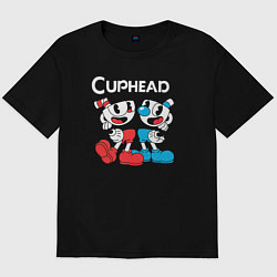 Футболка оверсайз мужская Cuphead Чашечки, цвет: черный