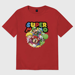Футболка оверсайз мужская Компашка героев Super Mario, цвет: красный
