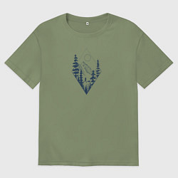 Футболка оверсайз мужская Бег в дикой природе с лисой, цвет: авокадо