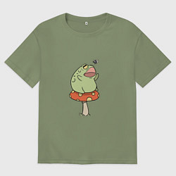 Мужская футболка оверсайз ЛЯГУШКА НА МУХОМОРЕ