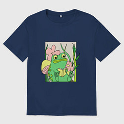 Мужская футболка оверсайз ЛЯГУШКА ЗА КНИГОЙ