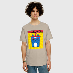 Футболка оверсайз мужская Кот - позитив, цвет: миндальный — фото 2