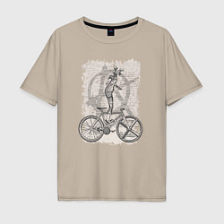 Мужская футболка оверсайз Kitty bike punk