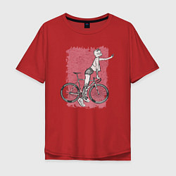 Футболка оверсайз мужская Bike punk cats, цвет: красный