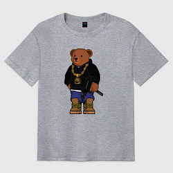 Футболка оверсайз мужская Gangsta bear Крутой мишка, цвет: меланж