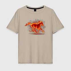 Мужская футболка оверсайз Fire horse огненная лошадь