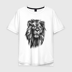Мужская футболка оверсайз Черно-белая голова льва