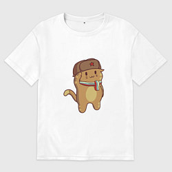 Футболка оверсайз мужская Russian Cat, цвет: белый