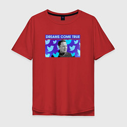 Мужская футболка оверсайз Мечты сбываются Илон Маск