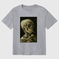 Футболка оверсайз мужская Череп с горящей сигаретой Ван Гог, цвет: меланж