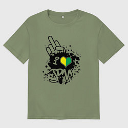 Футболка оверсайз мужская I love JDM Japan, цвет: авокадо