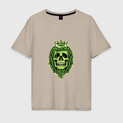 Футболка оверсайз мужская Green Skull, цвет: миндальный