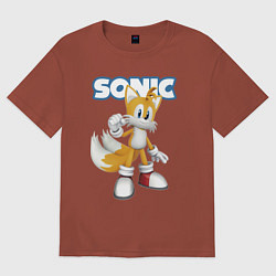 Футболка оверсайз мужская Майлз Тейлз Прауэр Sonic Видеоигра, цвет: кирпичный