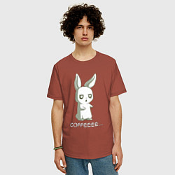 Футболка оверсайз мужская Заяц хочет кофе, цвет: кирпичный — фото 2