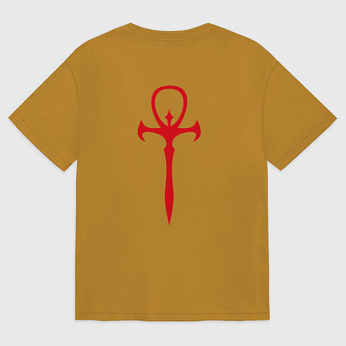 Мужская футболка оверсайз The Masquerade Bloodhunt Red Emblem спина / Горчичный – фото 2