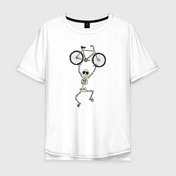 Мужская футболка оверсайз Скелетик и велосипед