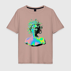 Мужская футболка оверсайз Gorgon Medusa Vaporwave Neon