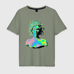 Мужская футболка оверсайз Gorgon Medusa Vaporwave Neon