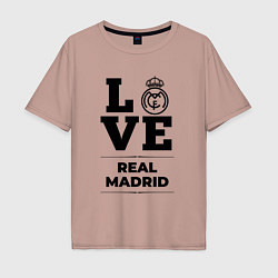 Футболка оверсайз мужская Real Madrid Love Классика, цвет: пыльно-розовый