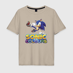 Футболка оверсайз мужская Sonic Colours Hedgehog Video game, цвет: миндальный