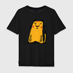 Мужская футболка оверсайз Спокойный кот Йога