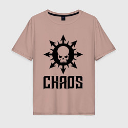 Футболка оверсайз мужская Эмблема Хаоса с черепом, цвет: пыльно-розовый