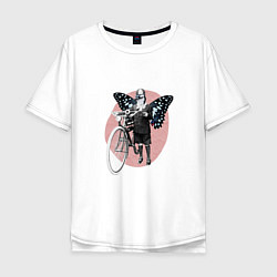 Мужская футболка оверсайз Vintage Woman Butterfly Bike Collage