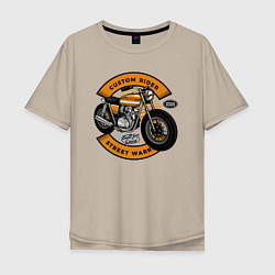 Футболка оверсайз мужская Moto-sport Мотоцикл, цвет: миндальный