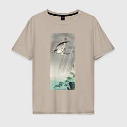 Мужская футболка оверсайз Cuckoo in Storm - Японские мотивы