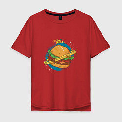 Футболка оверсайз мужская Бургер Планета Planet Burger, цвет: красный