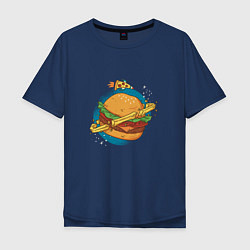 Футболка оверсайз мужская Бургер Планета Planet Burger, цвет: тёмно-синий