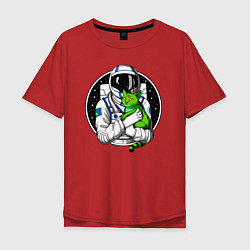 Мужская футболка оверсайз Космонавт с инопланетным котом