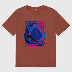 Мужская футболка оверсайз Кошка в скафандре