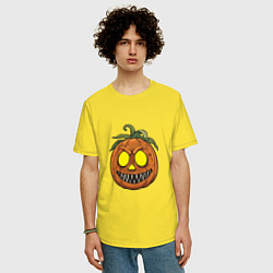 Футболка оверсайз мужская Сумасшедший Хэллоуин, цвет: желтый — фото 2