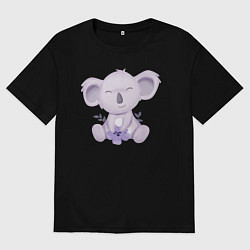 Мужская футболка оверсайз Милая Коала Сидит С Цветком