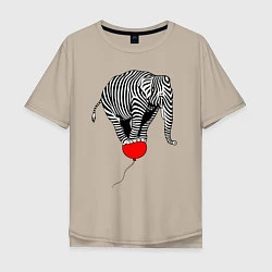 Мужская футболка оверсайз Слон зебра на воздушном шаре