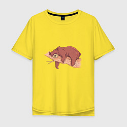 Мужская футболка оверсайз Ленивый Медведь на дереве Lazy Tree Bear