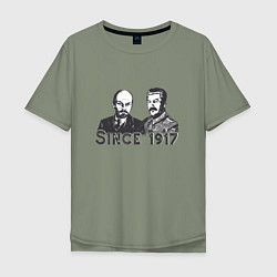 Мужская футболка оверсайз Ленин и Сталин Революция 1917