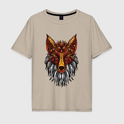 Мужская футболка оверсайз Лиса в стиле Мандала Mandala Fox