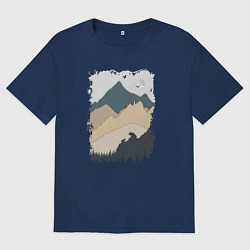Футболка оверсайз мужская Две медведя на скале, цвет: тёмно-синий