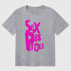 Футболка оверсайз мужская Огромная надпись Sex Pistols, цвет: меланж