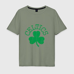 Футболка оверсайз мужская Basketball - Celtics, цвет: авокадо
