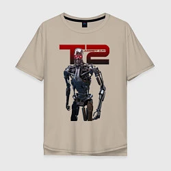 Футболка оверсайз мужская Terminator 2 - T800, цвет: миндальный