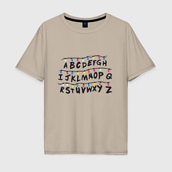 Футболка оверсайз мужская STRANGER THINGS ALPHABET, цвет: миндальный