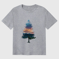 Мужская футболка оверсайз Лес в ёлке